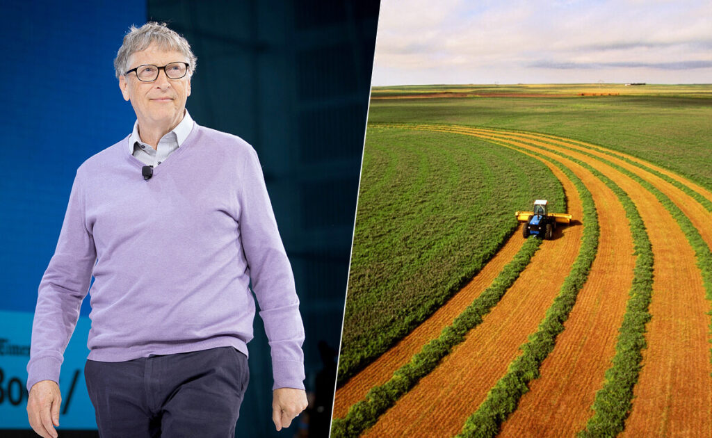 Bill Gates en tierras de cultivo. Fuente: Google